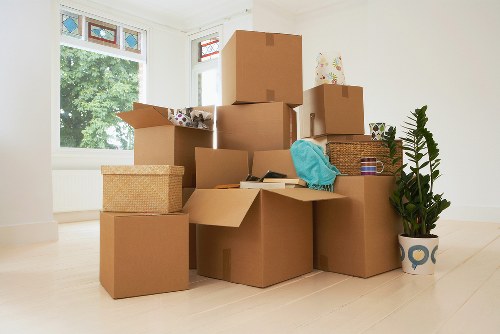 Packed moving boxes ready for transport during a Kingston move
